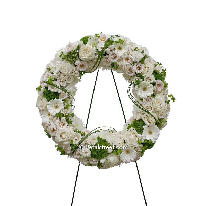 All White Funeral Wreath